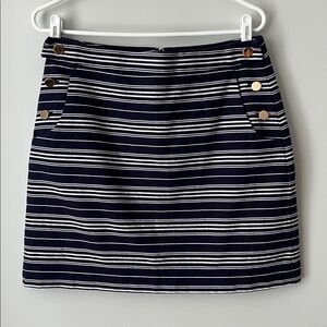 LOFT Navy and White Striped Skirt